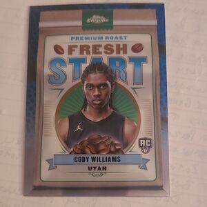 Cody Williams 'Fresh Start' Rookie Basketball Card Blue Refractor